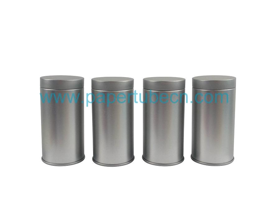 Round Metal Food Grade Silver Tin Canister for Tea Packaging