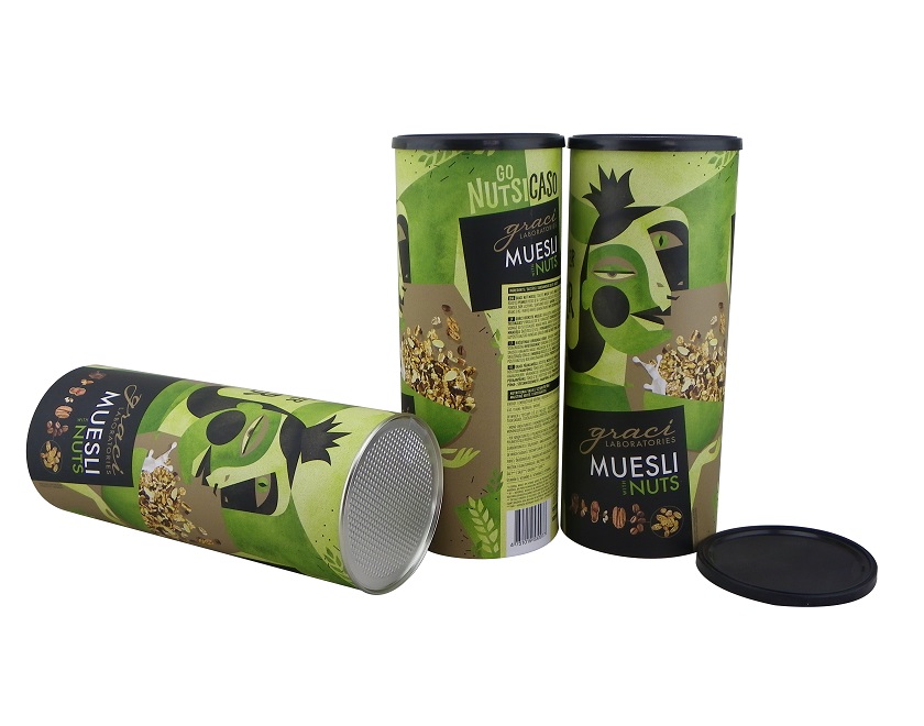 Muesli Nuts Packaging Paper Canister Food Grade Composite Tube Muesli Nuts Packaging Paper Canister Food Grade Composite Tube