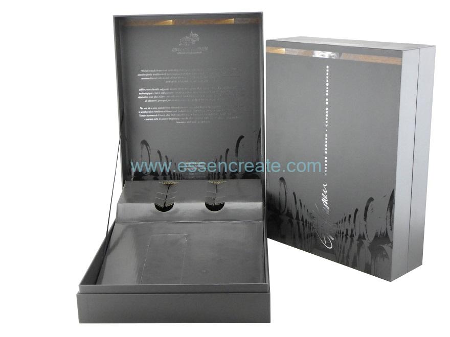 Double Wine Bottle Packaging Box with Corrugated Divider Double Wine Bottle Packaging Box with Corrugated Divider
