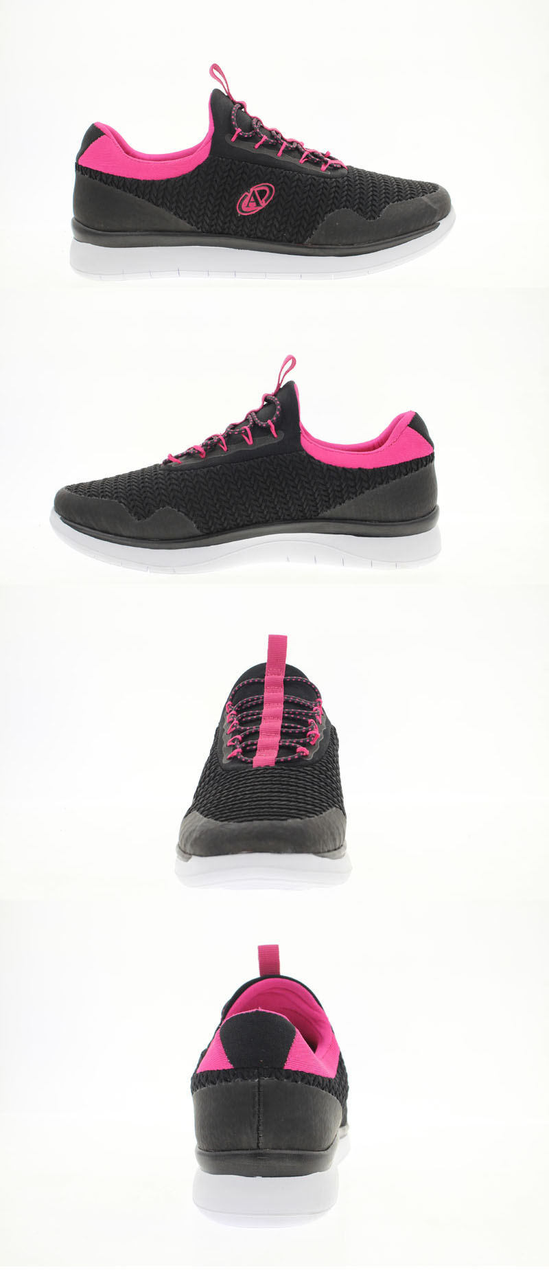Black pink mixture running shoes 
