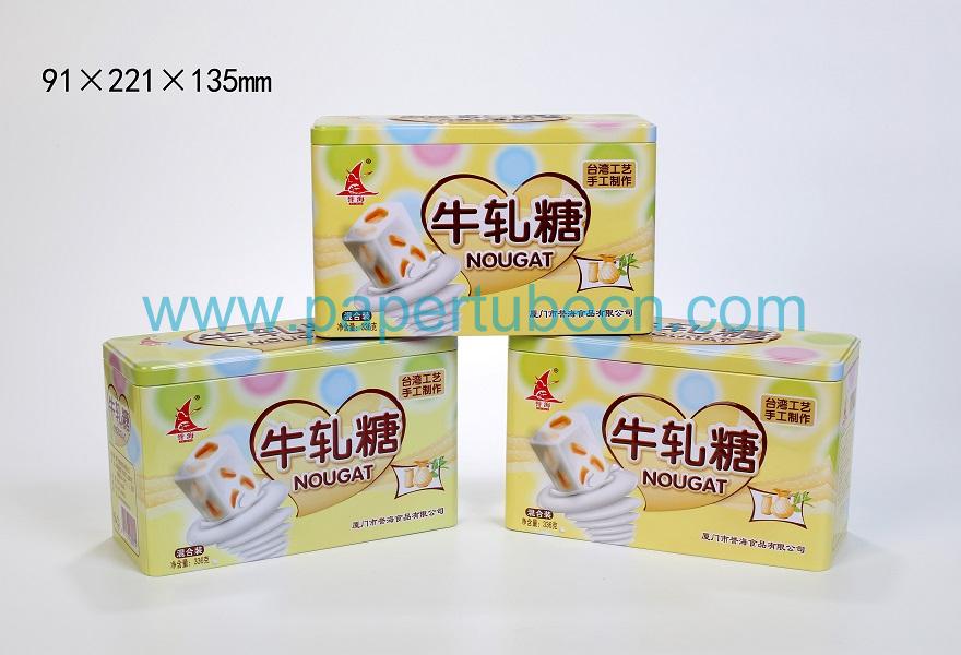 Square Nougat Packaging Food Grade Metal Box Tin Canister