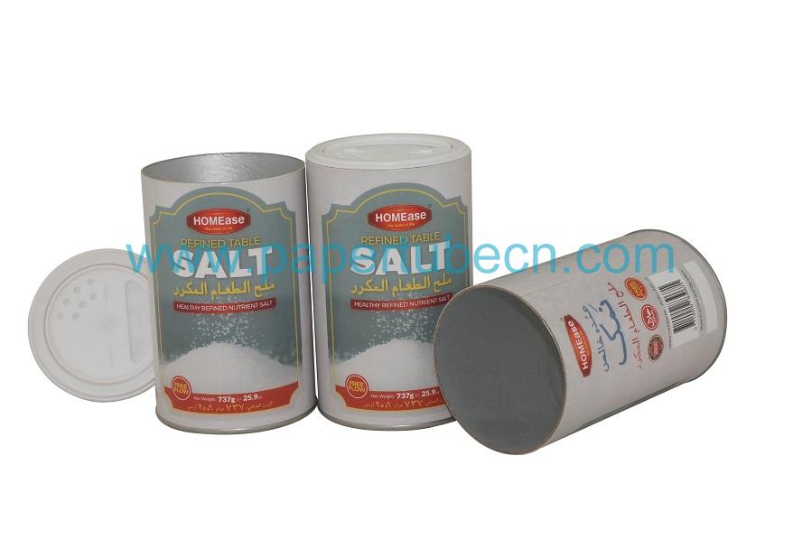 Refined Table Salt Canister Paper Packaging Tube with Shaker Top Cans