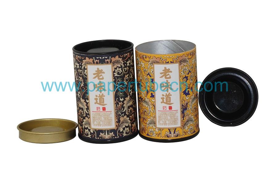 Small Paper Tube with Tin Cover for Tea Packaging