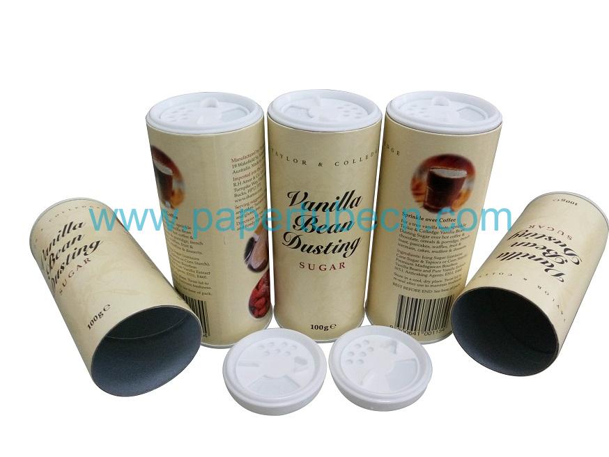 Vanilla Bean Dusting Sugar Paper Shaker Canister Packaging Tube Vanilla Bean Dusting Sugar Paper Shaker Canister Packaging Tube