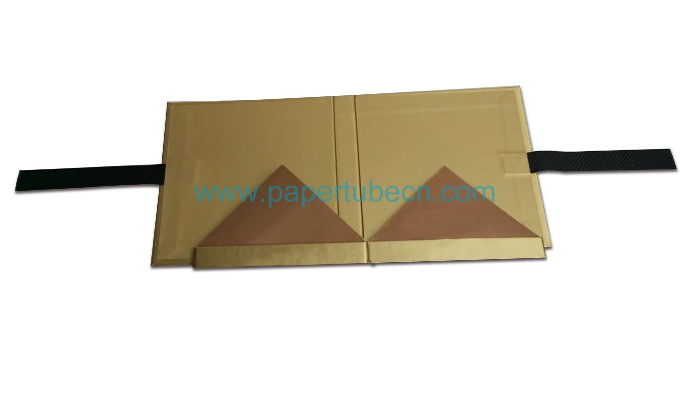 Smart Golden Color Foldable Gift Box with Ribbon Closure