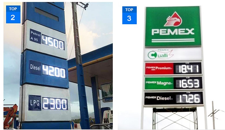 7 segment 4 digit led gas price sign remote controlled in gas station