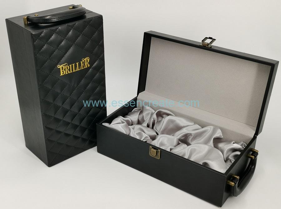 PU Thread Line Leather Wine Box