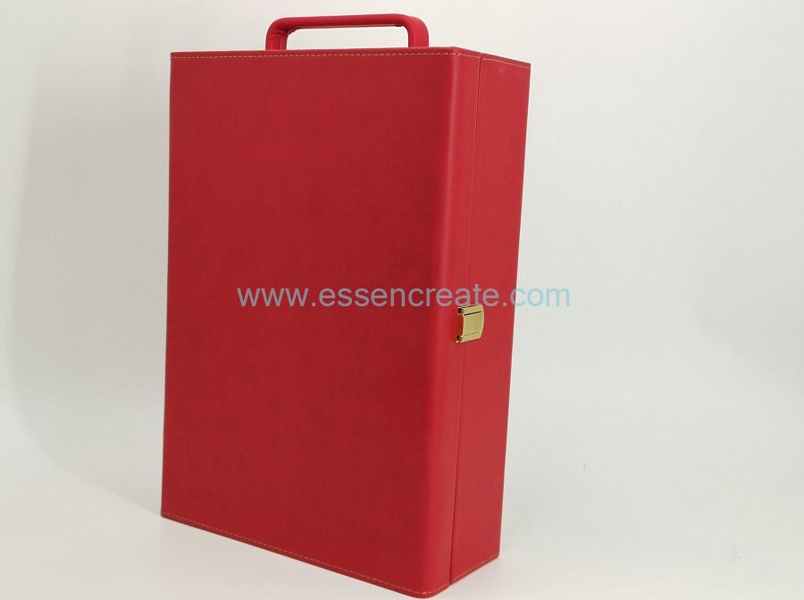 Two Wine Bottles Packing Leather Box