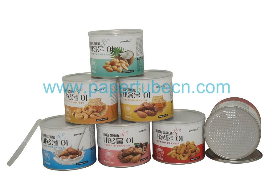 Aluminum Foil Easy Peel-off Lid Nuts Paper Cashew Canister Packaging Tube