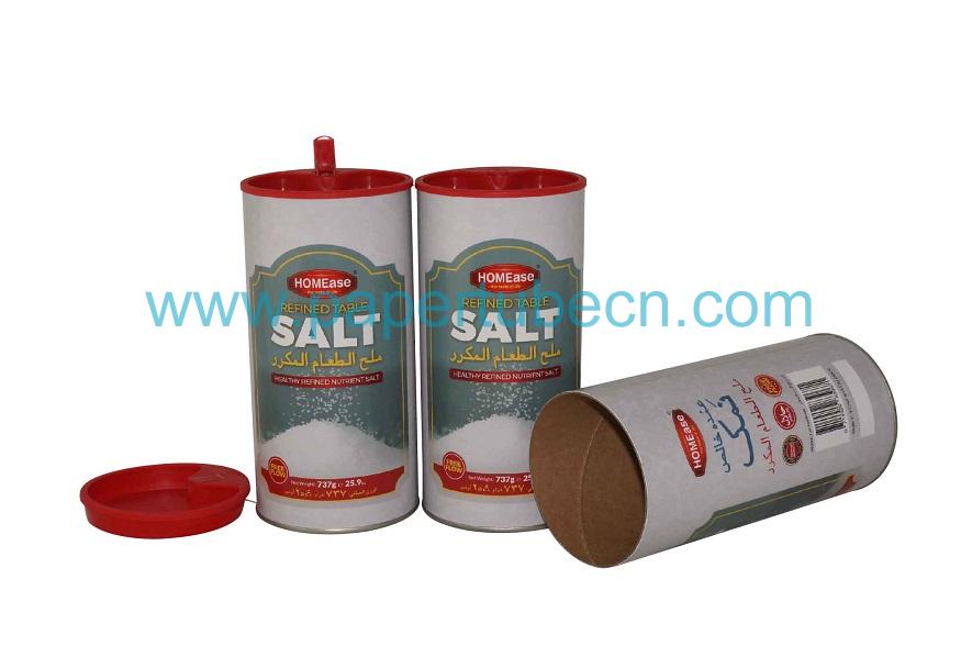 Table Salt Packaging Canister With Special Plastic Top Lid Tube