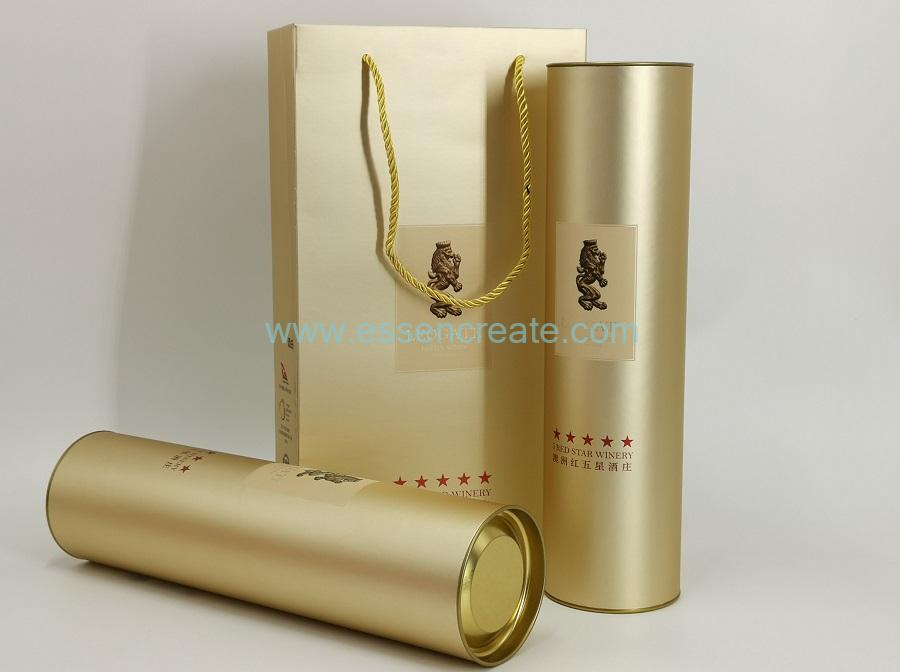 Wine Packaging Tube with Yellow Metal Tin End Wine Packaging Tube with Yellow Metal Tin End