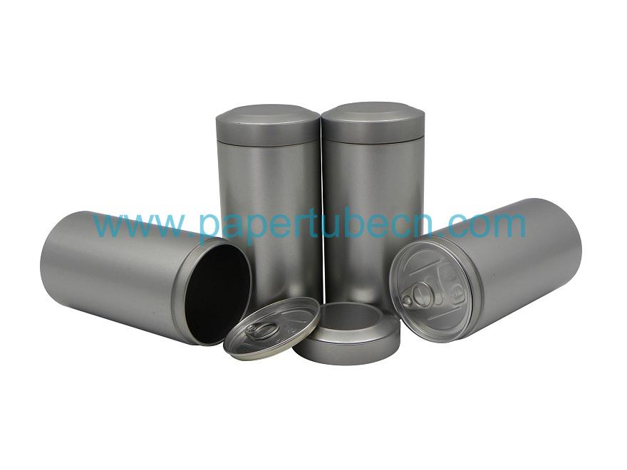 EOE Design Cylindrical Tea Tin Round Storage Cans Metal Gift box Food Container With Easy Open End