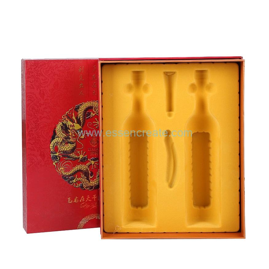 Flocking Plastic Tray Protect Double Wine Bottle Box Flocking Plastic Tray Protect Double Wine Bottle Box
