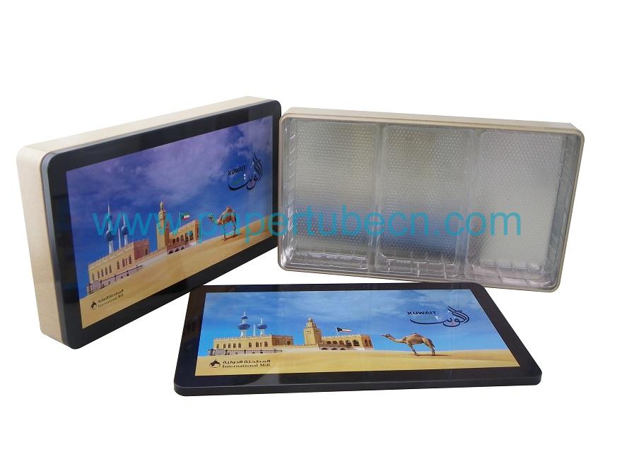 Square Metal Tin Box Lid and Base Design with Plastic Tray 