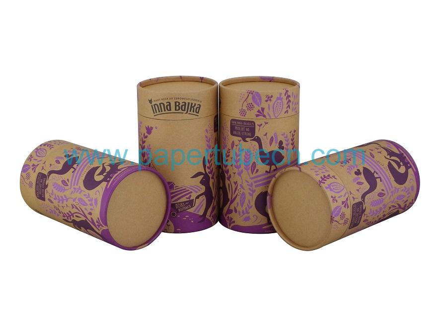 White Craft Paper Printing Rolled Edge Dried Powder Packaging Tube 