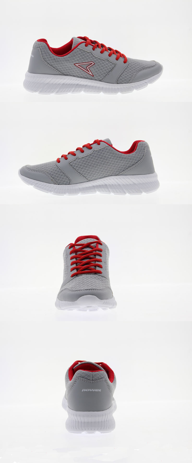 Grey red sandwich mesh shoes