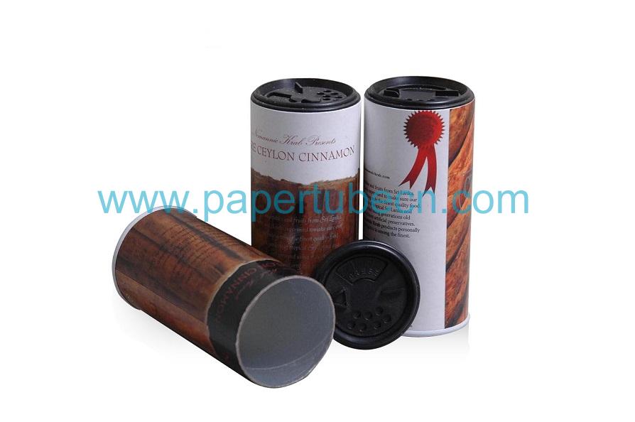 Canister Ceylon Cinnamon Spice Paper Tube with Black Shaker Top