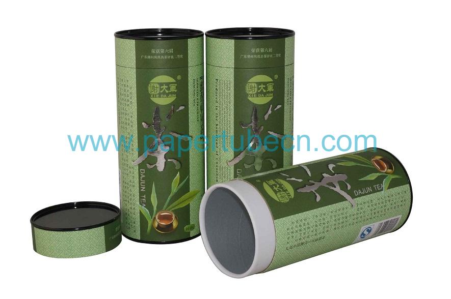 Tea Canister Packaging with Tinplate-Paper Formed Cap Paper Tube Tea Canister Packaging with Tinplate-Paper Formed Cap Paper Tube