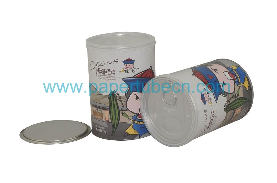 Cans Dried Okra Gumbo Packaging Tube Al EOE Lid Paper Canister Cans Dried Okra Gumbo Packaging Tube Al EOE Lid Paper Canister