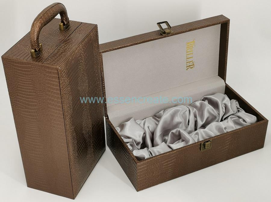 PU Crocodile Leather Wine Box