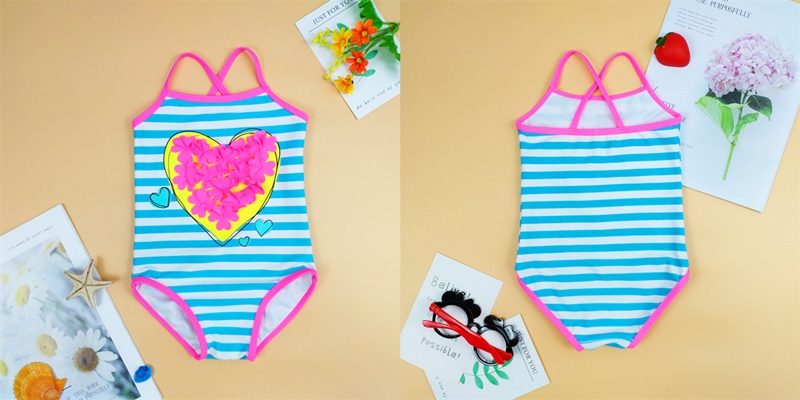 Heart plastisol print one piece swimwear, girls cute fashionable design