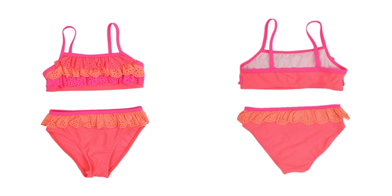 Girl's laser cut ruffle bikini in recycle fabric, latest new design bikini Girl's laser cut ruffle bikini in recycle fabric, latest new design bikini