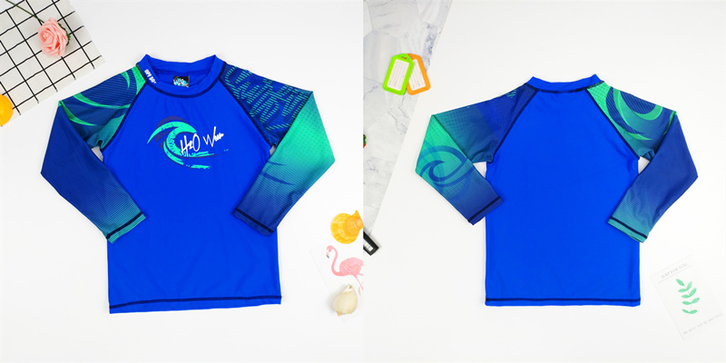 Boy's long sleeve rashguard contrast sleeves UV protection Boy's long sleeve rashguard contrast sleeves UV protection