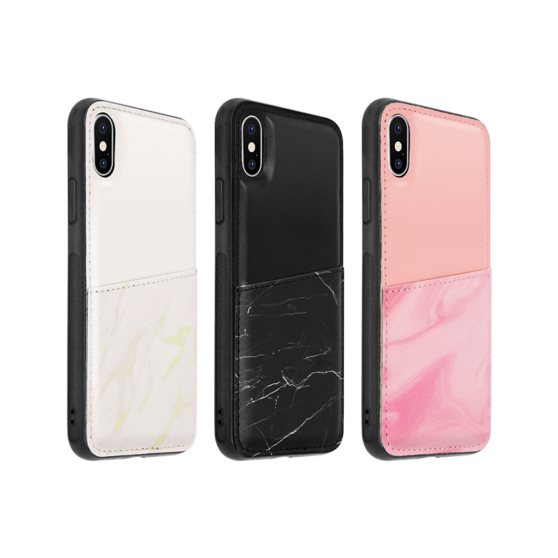 marble pattern card slot PU case