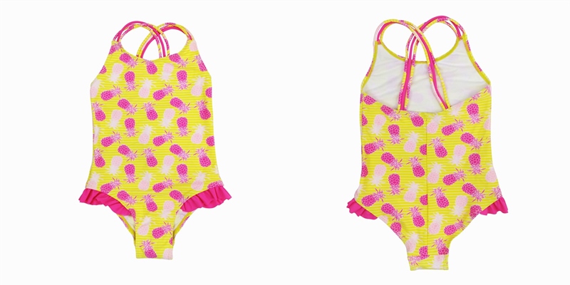 Kids one piece printing swimwear, with leg ruffles