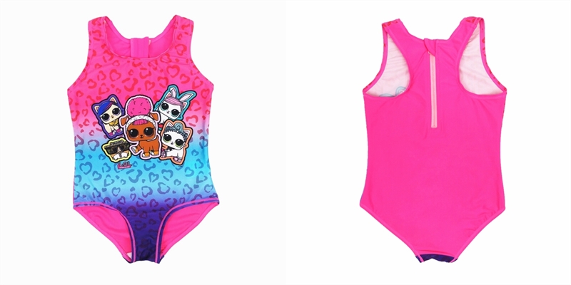 Girls one piece cute beachwear, UPF50+ protection, back zipper