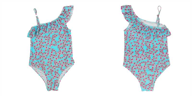 Girl's recycle one shoulder strap swimwear, in recycle fabric Girl's recycle one shoulder strap swimwear, in recycle fabric