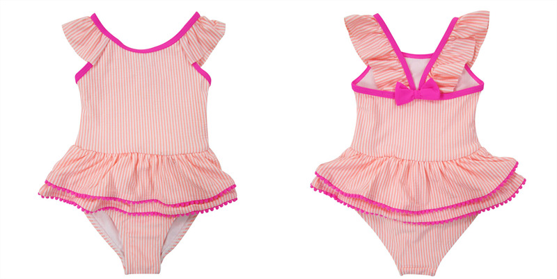 little girls' frill swimsuits print stripe
