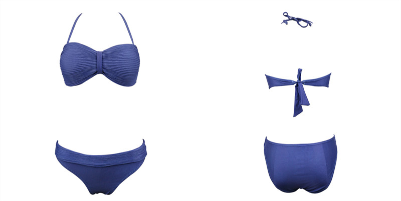 Ladies moded cup bikinis with halter back straps