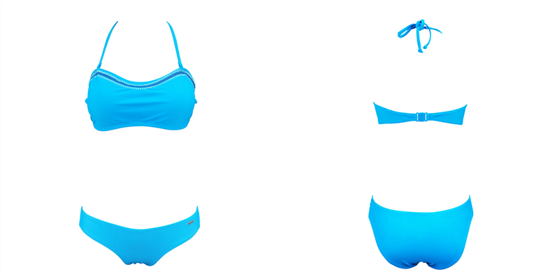 Summer ladies beachwear, braid bandeau bikini swimwear in blue