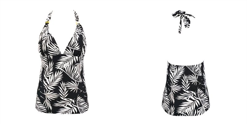 Ladies fashionable tankini top, hang-neck with removable cups, all over print