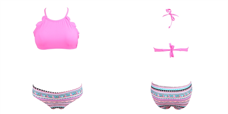 Ladies tankini with semicircle lace, hang-neck bikini top Ladies tankini with semicircle lace, hang-neck bikini top