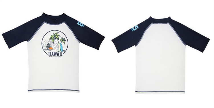 Boys summer rashguard with front plastisol print, UV proof swimwear Boys summer rashguard with front plastisol print, UV proof swimwear