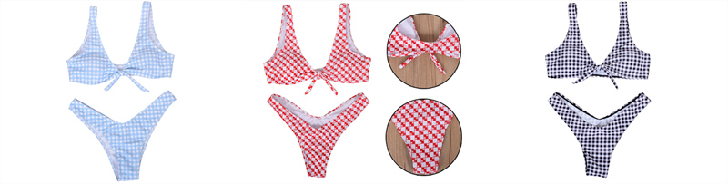 ladies gingham print halter bikini sets