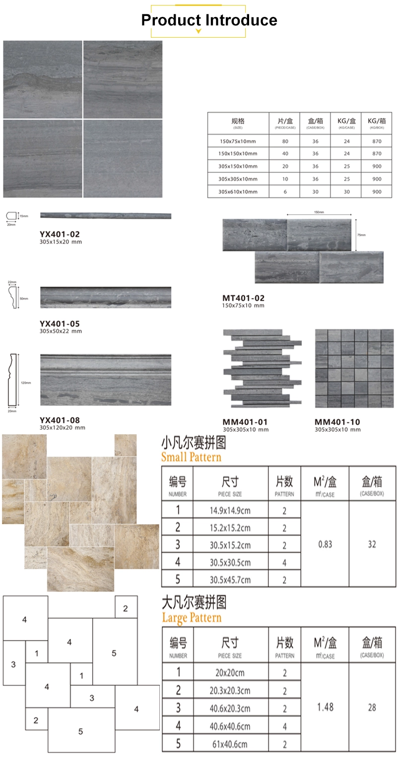 Bulk french pattern floor tiles tumbled and honed and chiseled limestone or marble