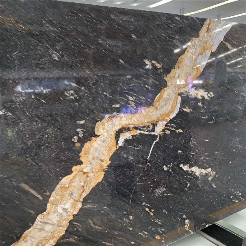 Black marble with golden veins