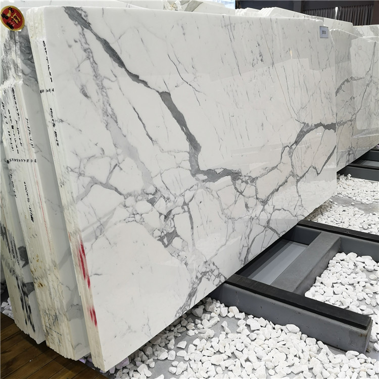 White marble tile flooring