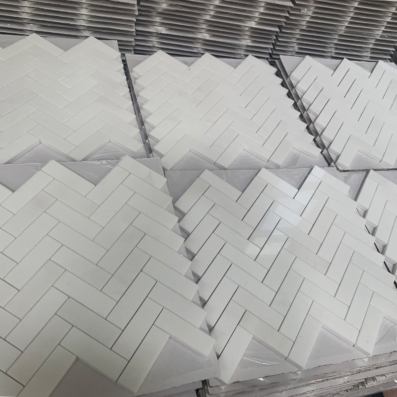 Marble herringbone tile mosaic Marble herringbone tile mosaic