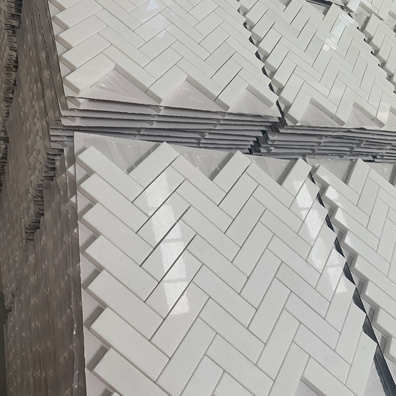 Marble herringbone tile mosaic Marble herringbone tile mosaic