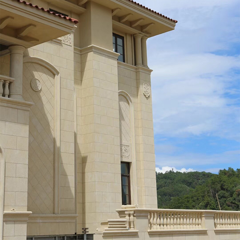 Exterior limestone wall cladding