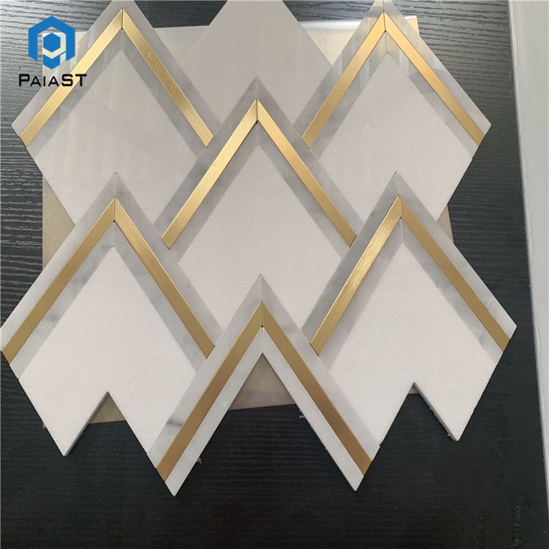 Marble And Brass Inlay Mosaic Tile 