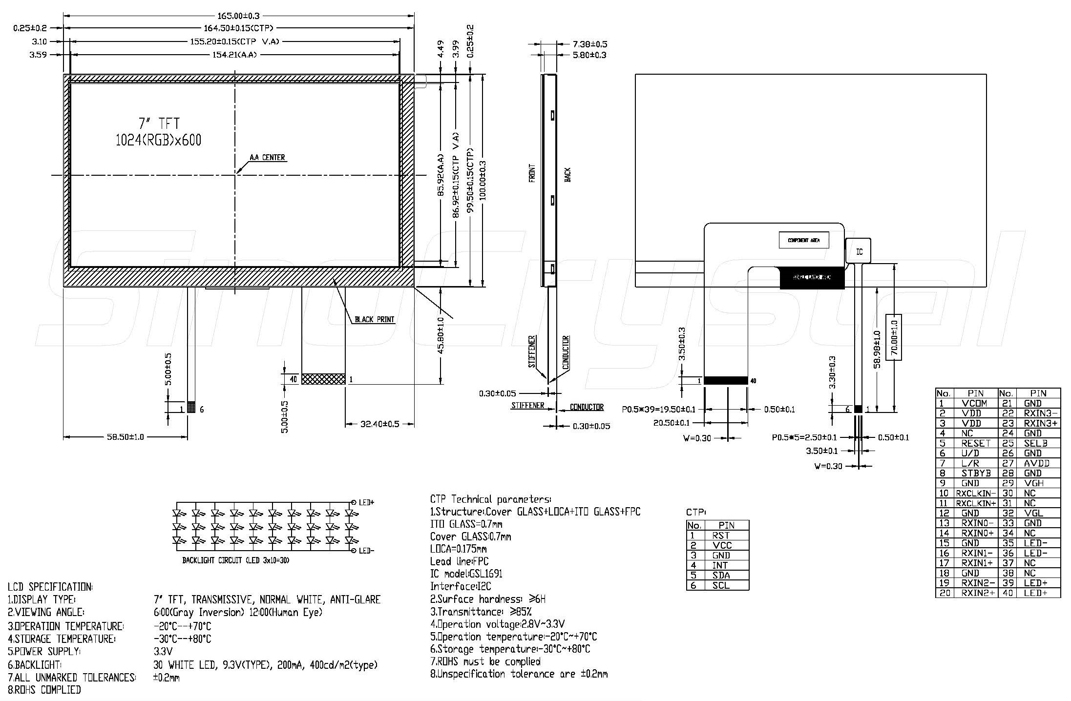 7 inch lcd panel