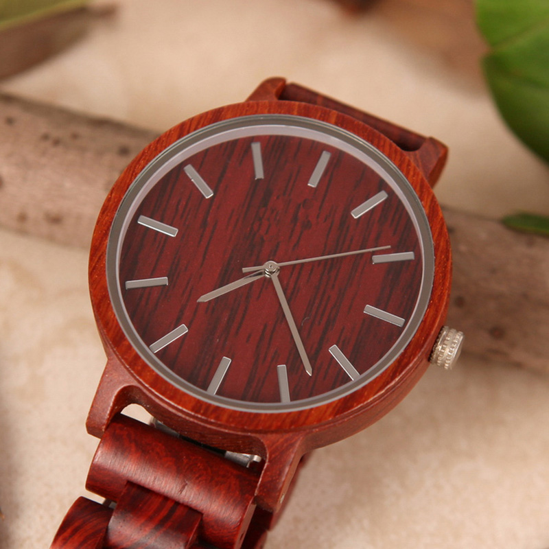 Wood Watches Men's Nature Wooden Bamboo Quartz Wrist Watch