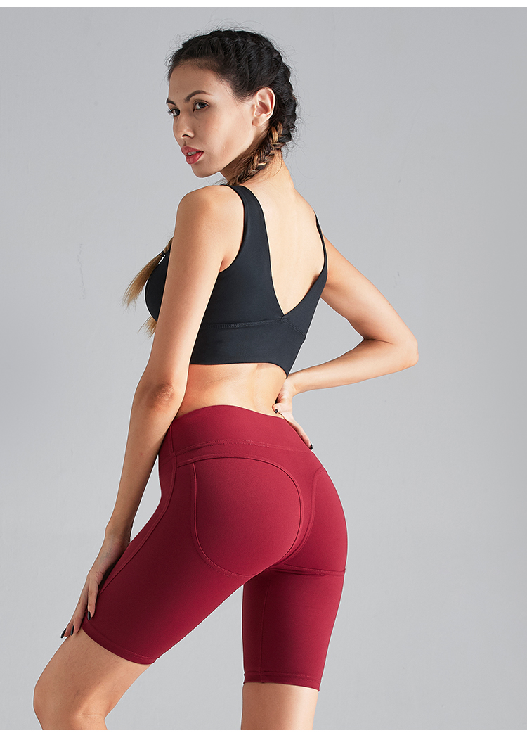 Red color women workout shorts