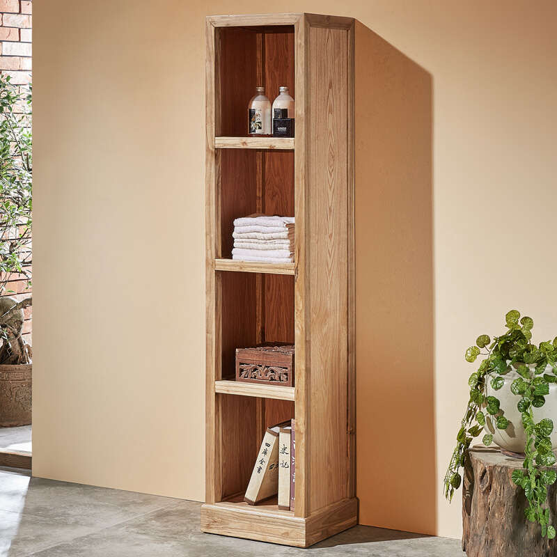 Solid wood four-tier storage bathroom side cabinet
