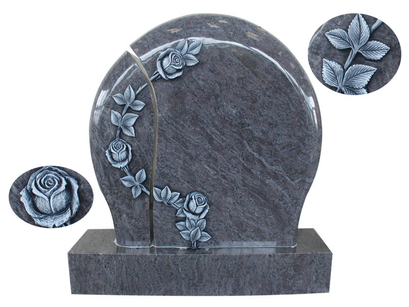 Bahama Beautiful Blue Granite Rose Headstone Designs